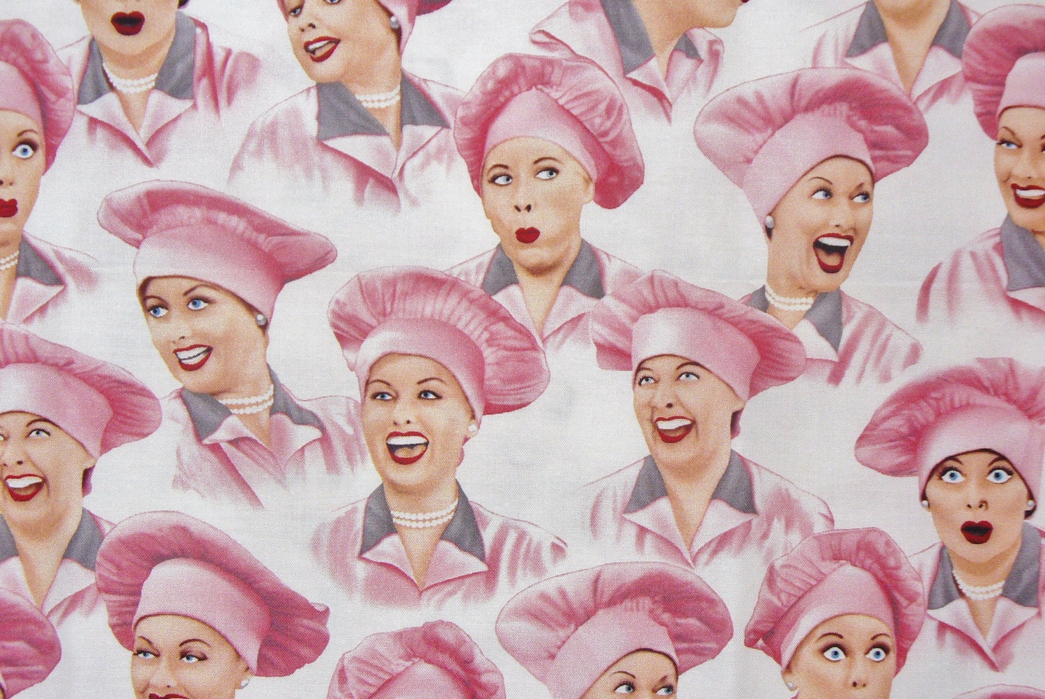 I Love Lucy Fabric, Chocolate Factory, Lucy and Ethel Heads, Chef Hats ...