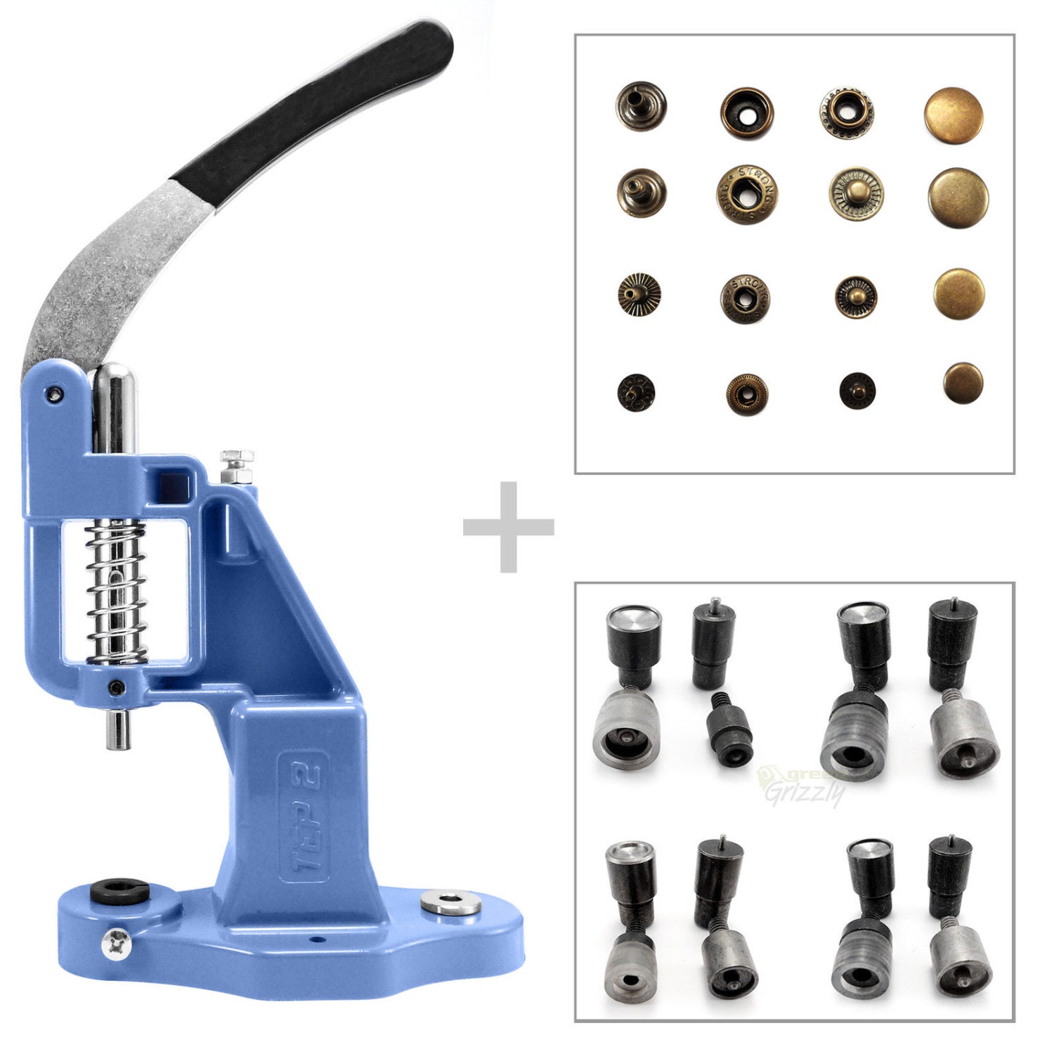 Pack of hand press tool die for press fastener stud and