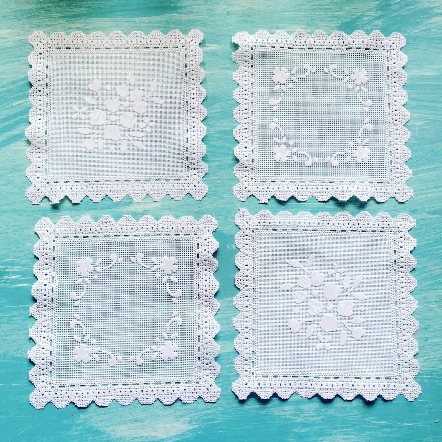 Lace Vinyl Doilies Set of 4 Lace Doilies Shabby Chic