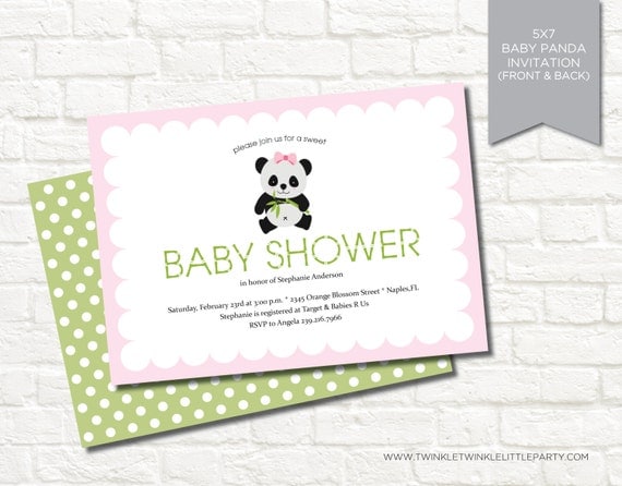 Pink Panda Girl Baby Shower Digital Party Invitation Il_570xn