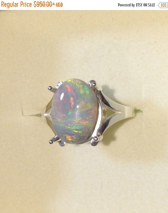 Genuine Black Opal Ring Large Australian Multicolor by OpalEmbers
