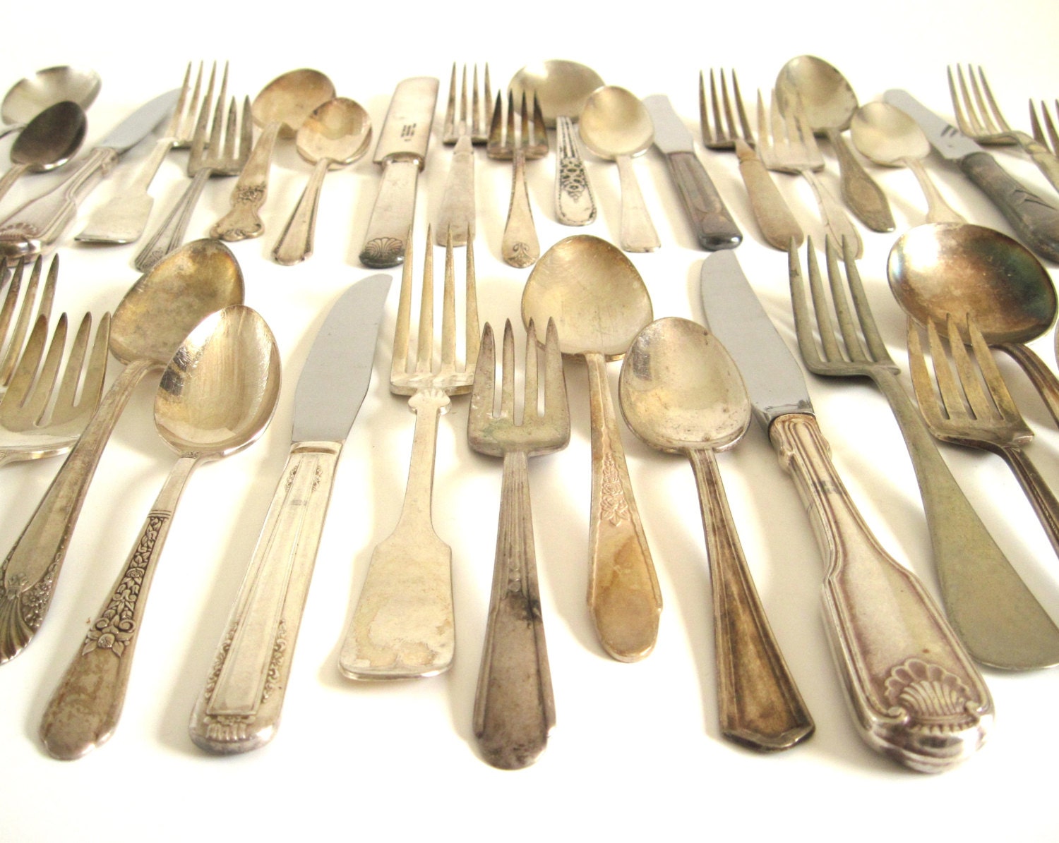 Tarnished Silverware Set Mismatched Silverplate Silver Service