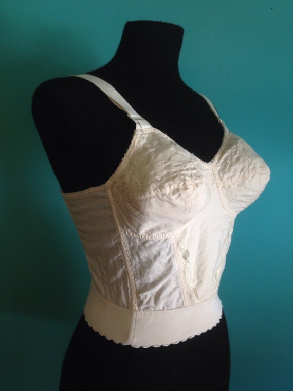 Vintage 1960s longline cotton bra by FlashyTrashHag on Etsy