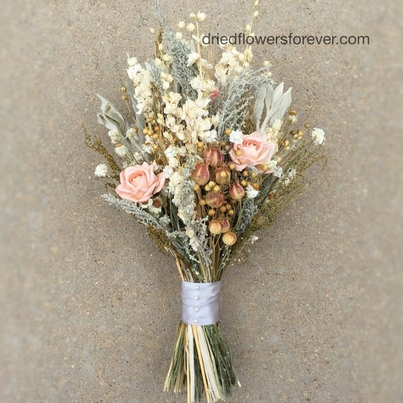 Peach Dried Flower Wedding Bouquet Preserved Natural Bridal Peach Dried Flower Wedding Bouquet Preserved Natural Bridal