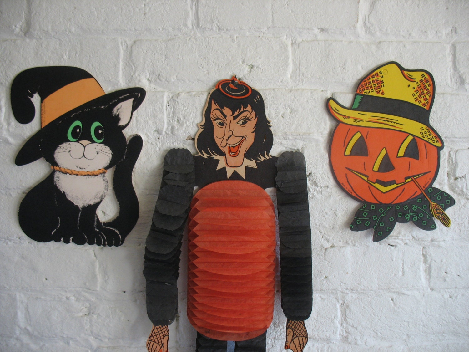 Vintage Halloween Decorations paper flocked