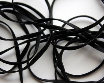 1/8" Velvet Ribbon - Black - 5 yards