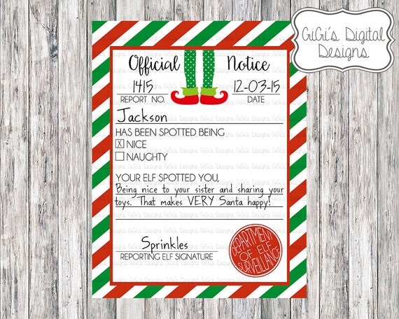 Elf Naughty or Nice Notice Letter