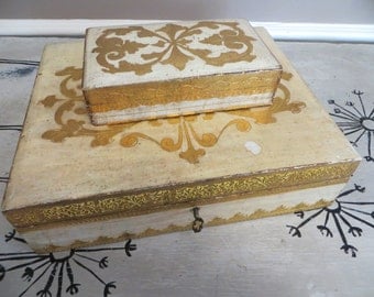 Ornate Wooden Boxes Locking Box Jewelry Bow Gold Jewelry Box Gold Decor Distressed Gold Decor