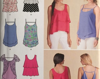 Simplicity 1424, Size 14-16-18-20-22, Misses' Pullover Tops Pattern, UNCUT,Summer Tops, Layered Tops, Overlay, High Fashion, 2014