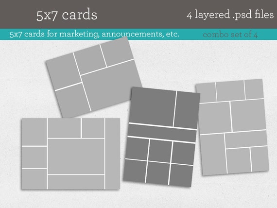 5x7 Card Templates 4 psd template files INSTANT DOWNLOAD