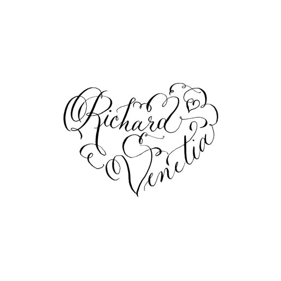 Calligraphy Heart Design Hand Lettered Custom by PenPaintInk