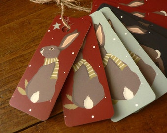 Set of 8 Christmas bunny Gift Tags