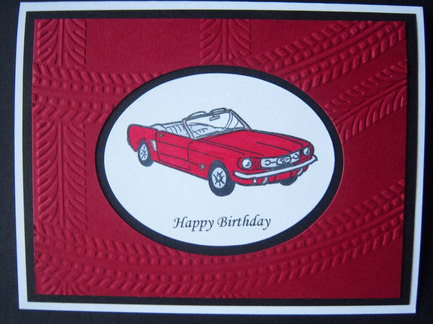 Hand-Stamped Vintage Mustang Birthday Card
