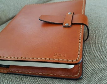 Handmade Leather Bible Cover in Saddle Tan - With Leather Latch - Made in the USA