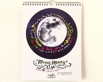 Many Moons Calendar SALE - 2017 Calendar - moon calendar - full moon