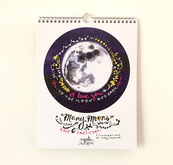 Many Moons Calendar - 2017 Calendar - moon calendar - full moon