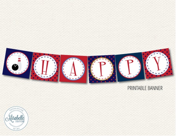 PRINTABLE PARTY BANNER -- Retro Bowling Collection -- Mirabelle Creations Il_570xn