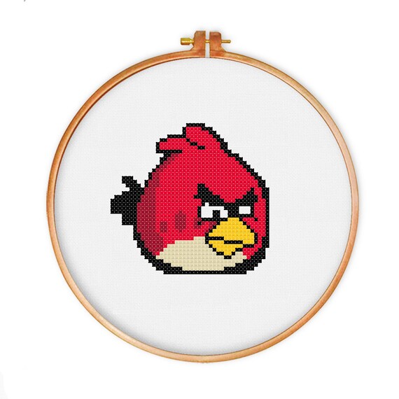 Red Angry Bird cross stitch pattern Instant Download cute