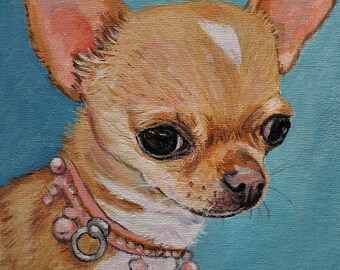 Chihuahua portrait acrylic on canvas board
