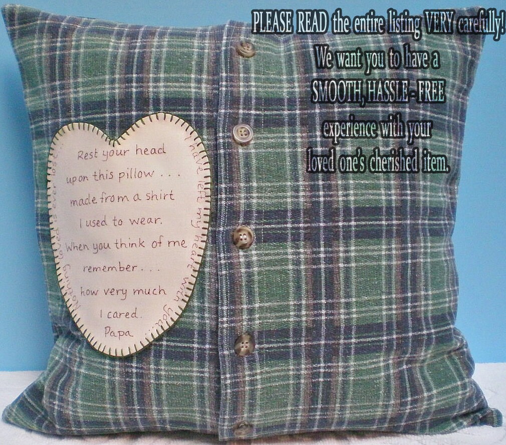 old shirt pillow t cover Made Man's From SLIPCOVER Memory ONLY Pillow of Shirt