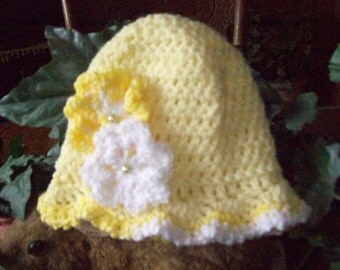 Hat,Baby,Girl,Gift,Photos,Yellow,White,Crocheted,Infant,Babies,Girls,Infants,Clothing,Accessories,Shower Gift