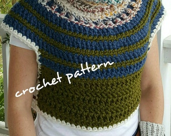 CROCHET PATTERN, poncho pattern, shawl, cowl pattern, Crochet Crop top, chunky gothic sweater vest pattern, medieval clothing, mythical vest