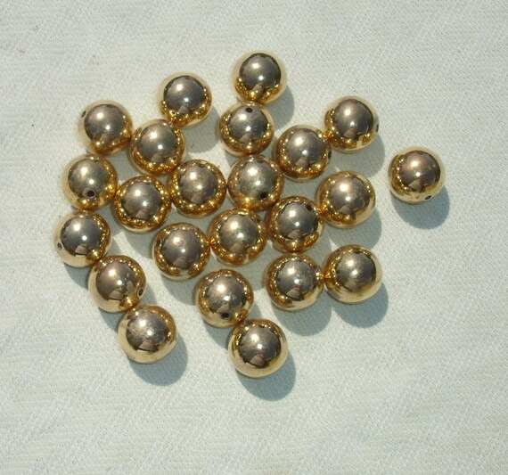 Extra Large Gold Beads Jewelry Making Supply 24 pcs