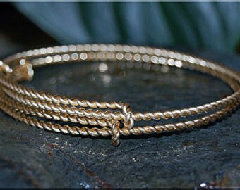 Gold Brass Twisted Expandable Bangle Bracelet, Brass Bangle, Adjustable Bangle, Charm Bracelet, Twisted Wire Bangle, Brass Bracelet
