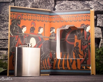 Hollow Book Safe & Hip Flask - The Iliad and The Odyssey (LEATHER BOUND)