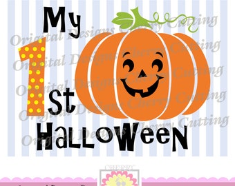 My 1st Halloween with pumpkin face, My first Halloween SVG, Silhouette Cut Files, Cricut Cut Files DIGICUT03 -Personal and Commercial Use