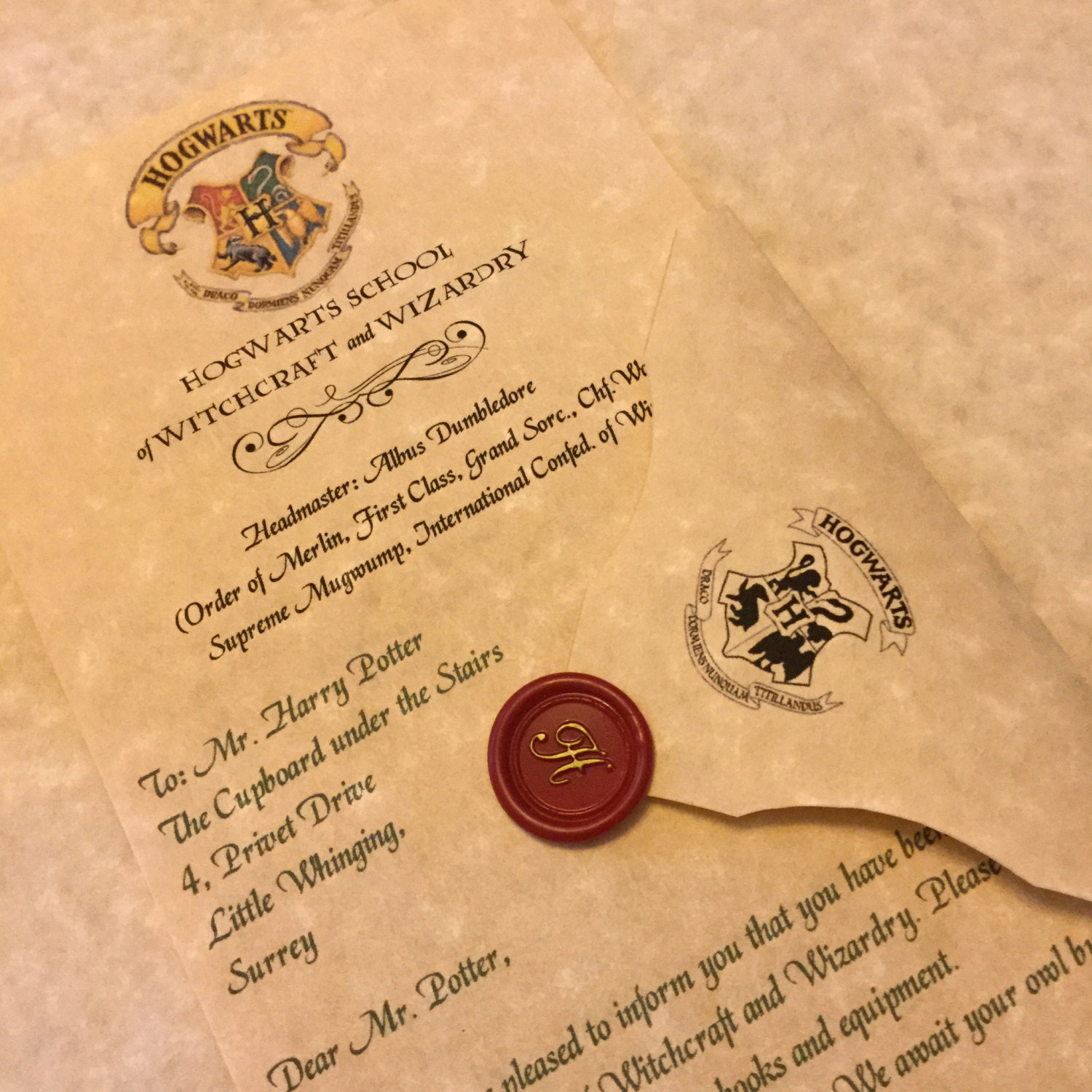 Personalized Hogwarts Acceptance Letter Personalized Harry