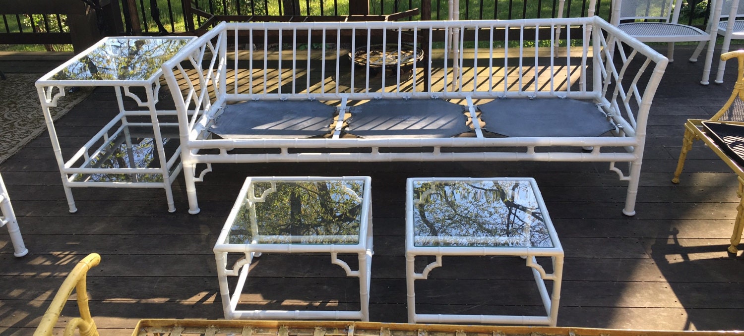 Meadowcraft Faux Bamboo Vintage Patio Set Cast Aluminum 15