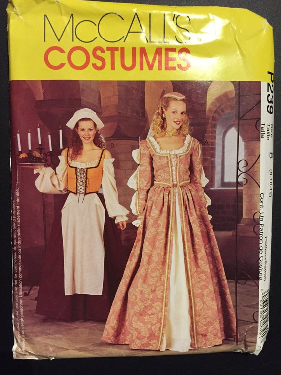 McCall's Sewing Pattern 239 Misses and Miss Petite Elizabethan, Tudor, Renaissance Costume Size 8-12