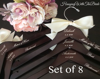 Bridesmaid gift, Wedding dress hanger, Wooden Engraved HangerCustom Bridal Hangers, Wedding hangers with names,Custom made hangers