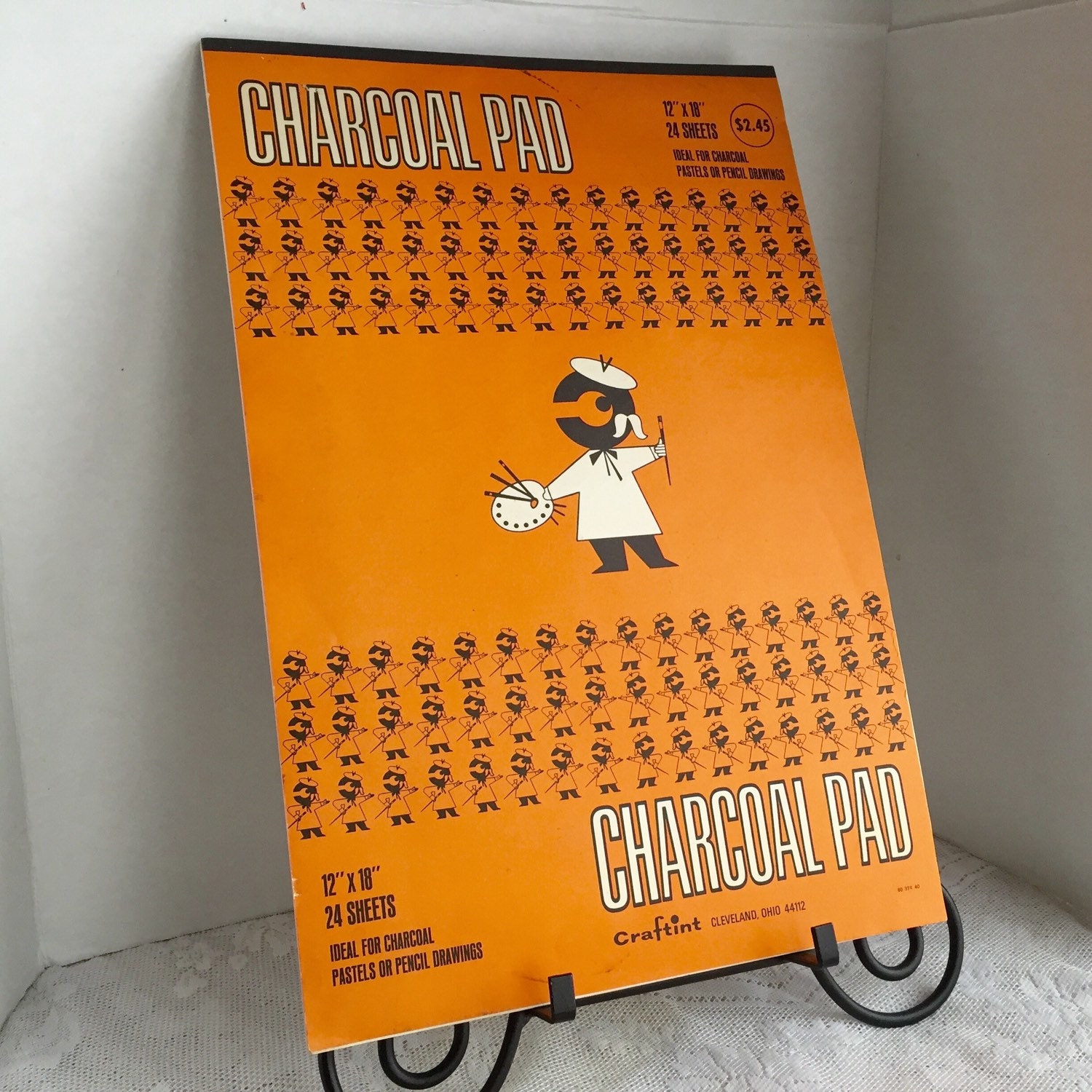 Charcoal Pad Tablet 12 X 18 Drawing Paper / Vintage Sketchbook