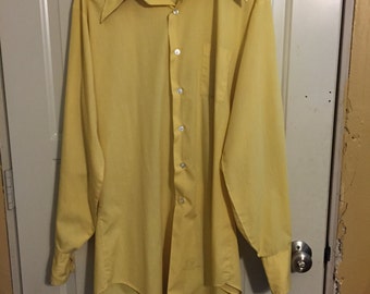 vintage Gino Big & Tall yellow shirt long sleeve tall 17 38 Sanforized
