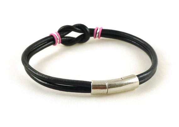 Mens Breast Cancer Awareness Celtic Love Knot Bracelet Black