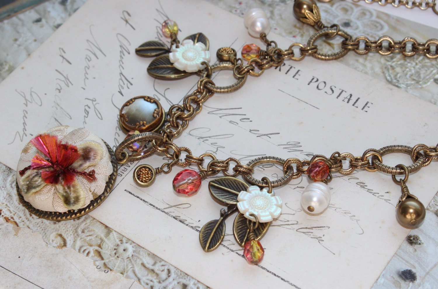 STUNNING Gift Textile Necklace Bib Fabric Jewelry by veryDonna