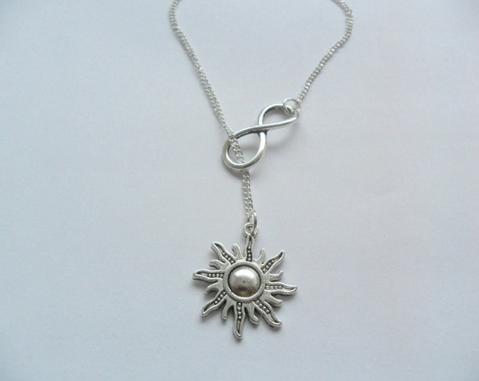 Infinity Symbol with sunshine pendant lariat necklace