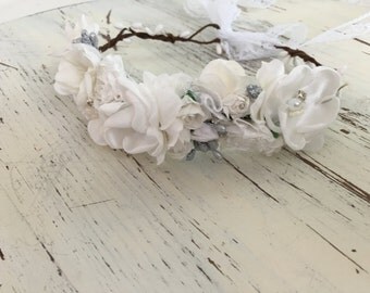 White Flower crown- Flower crown- Dollcake Flower Crown- Flower Girl Crown- Well Dressed Wolf- Cinderella Birthday