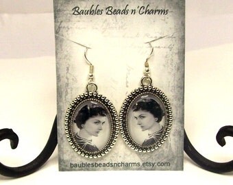 Coco Chanel Earrings, Dangle Earrings, Picture Charm Earrings, Coco Chanel Photo Earrings