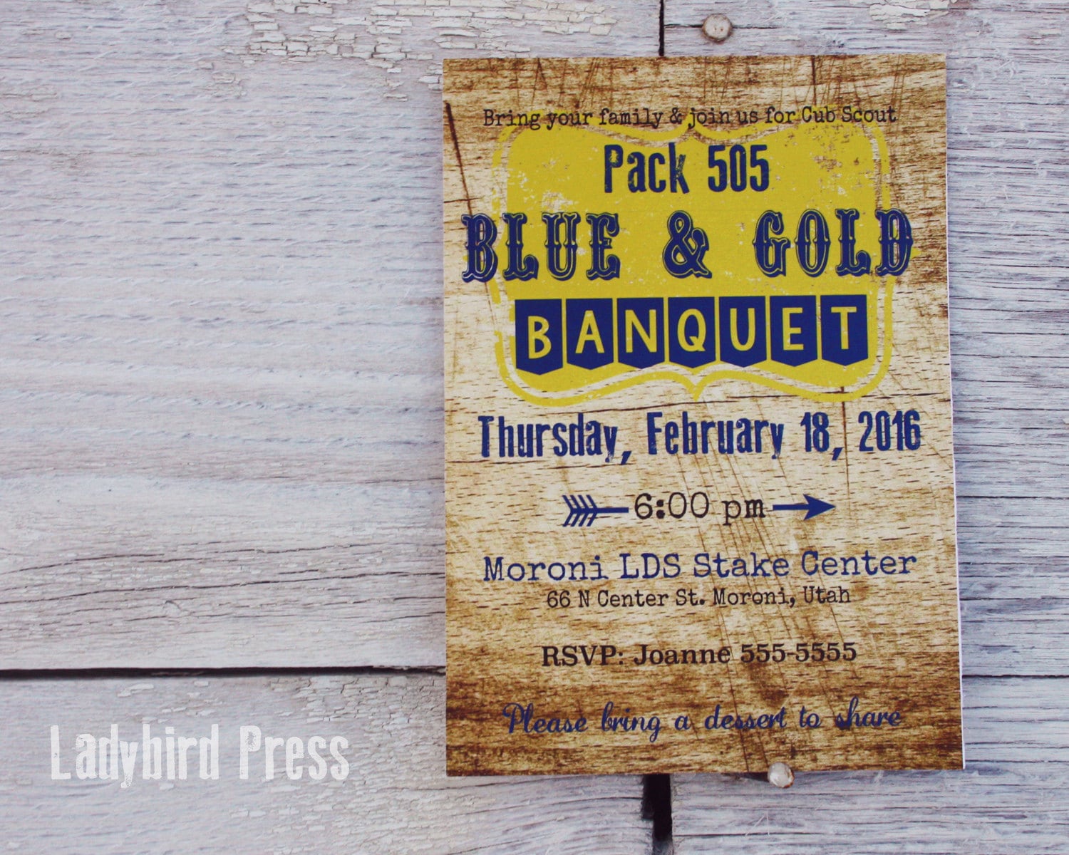 Printable Blue and Gold Banquet Invitation Cub Scouts