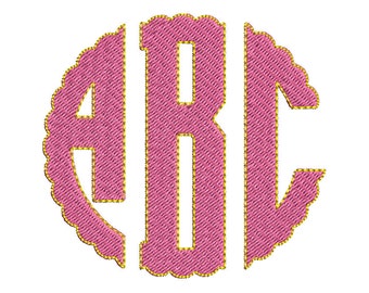 Scallop Circle Monogram Embroidery Font - INSTANT DOWNLOAD
