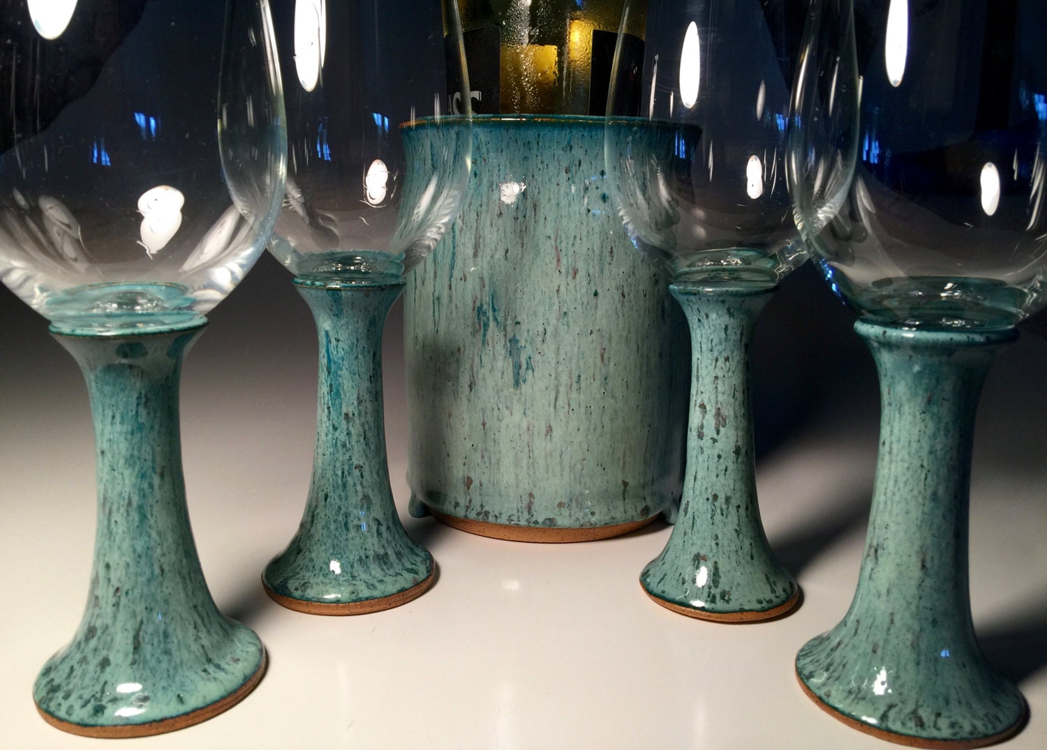 Wine Glasses Pottery Handmade Chiller Cooler Christmas Custom