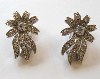 SALE, Vintage Signed Eisenberg Earrings, Woman's Accessory, Rhinestones, starburst, Hollywood glam, Prom, Wedding, gift idea