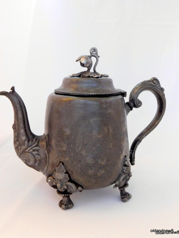 Vintage Metal Tea Pot Antique Tea Pot by oldandnew8 on Etsy