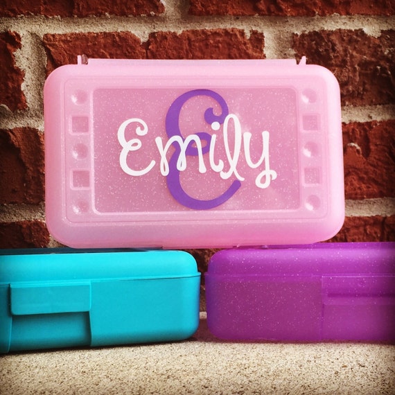 Personalized Pencil Box Plastic Pencil Box by customvinylbydesign