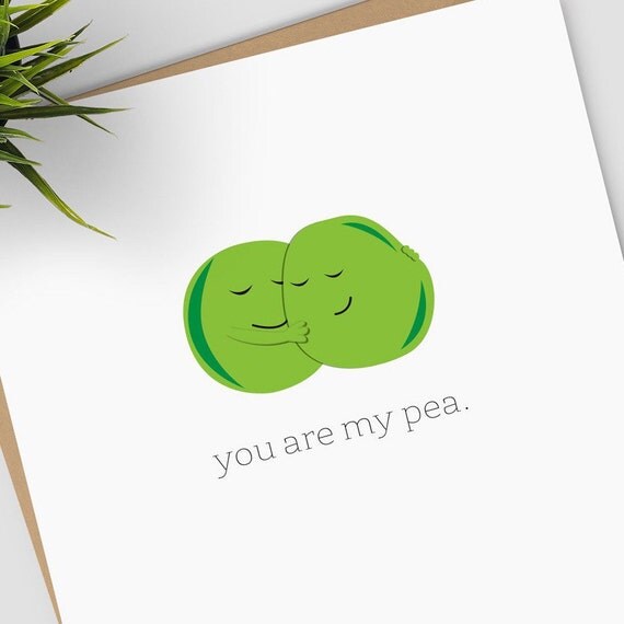 Two Peas in a Pod couples greeting card i love you card