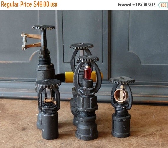 On Sale 5 Industrial Sprinkler Heads, Vintage, Steampunk, Home Decor