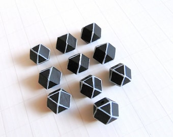 Geometric Black Wood Beads 20mm Big Hole, Geometric Jewelry